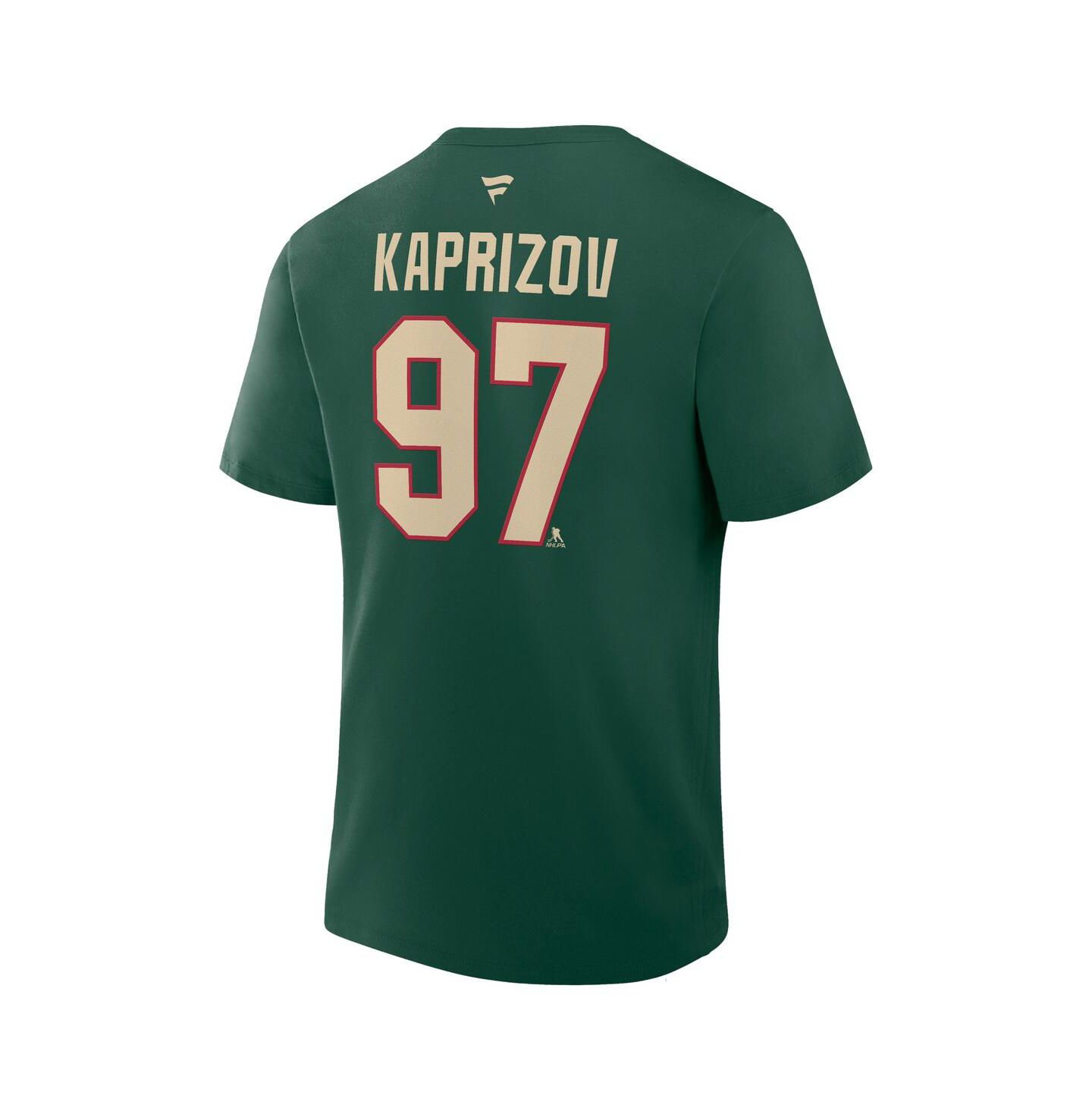 Мужская футболка Fanatics Kirill Kaprizov Green Minnesota Wild Authentic Stack Name & Number — фото 2