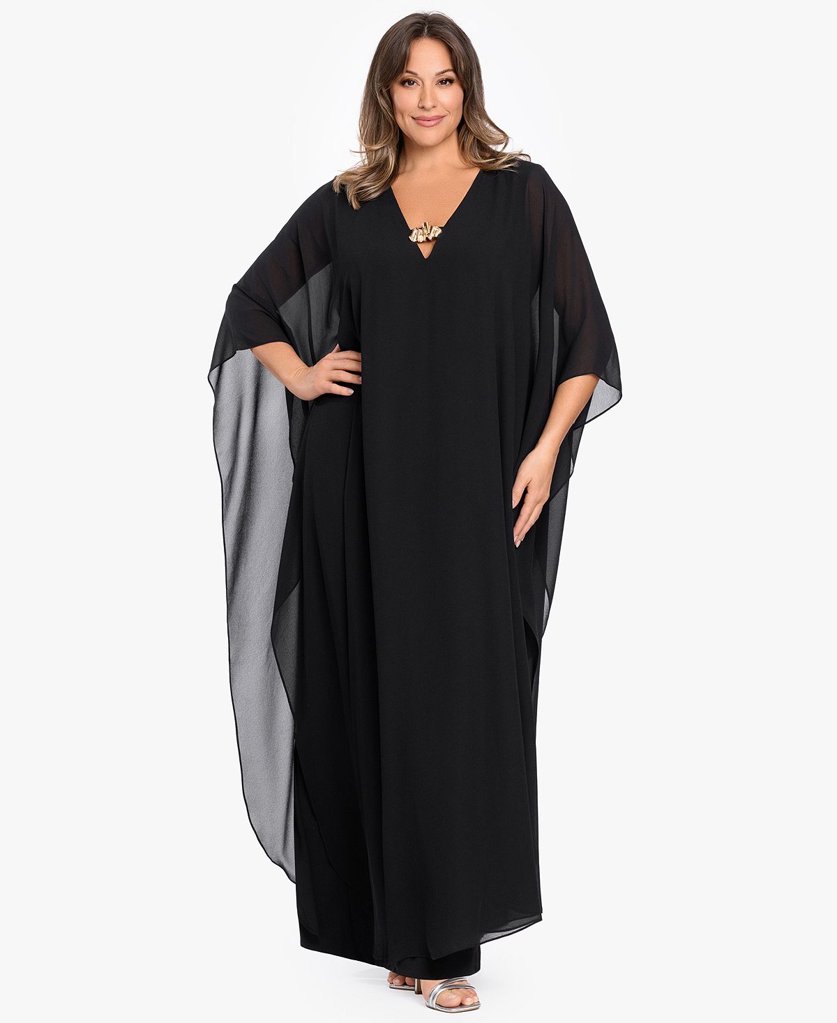 Betsy & Adam Women's V-Neck Long Kaftan Dress view 2 — MAYCSS fashion products
