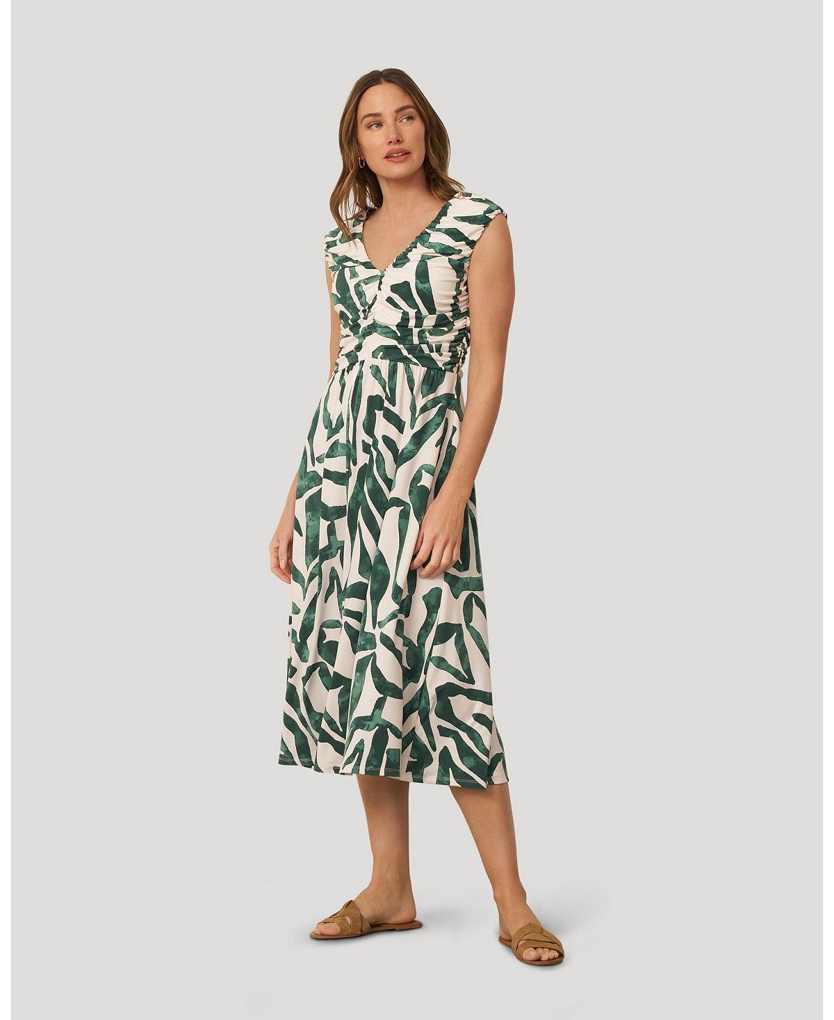 Cable & Gauge Women's Shirred Printed Midi Dress view 5 — MAYCSS fashion products