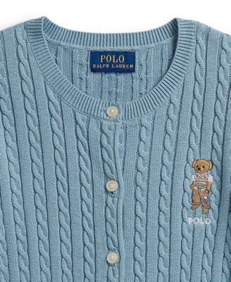 Polo Ralph Lauren Girls' 7-16 Polo Bear Mini-Cable Cardigan