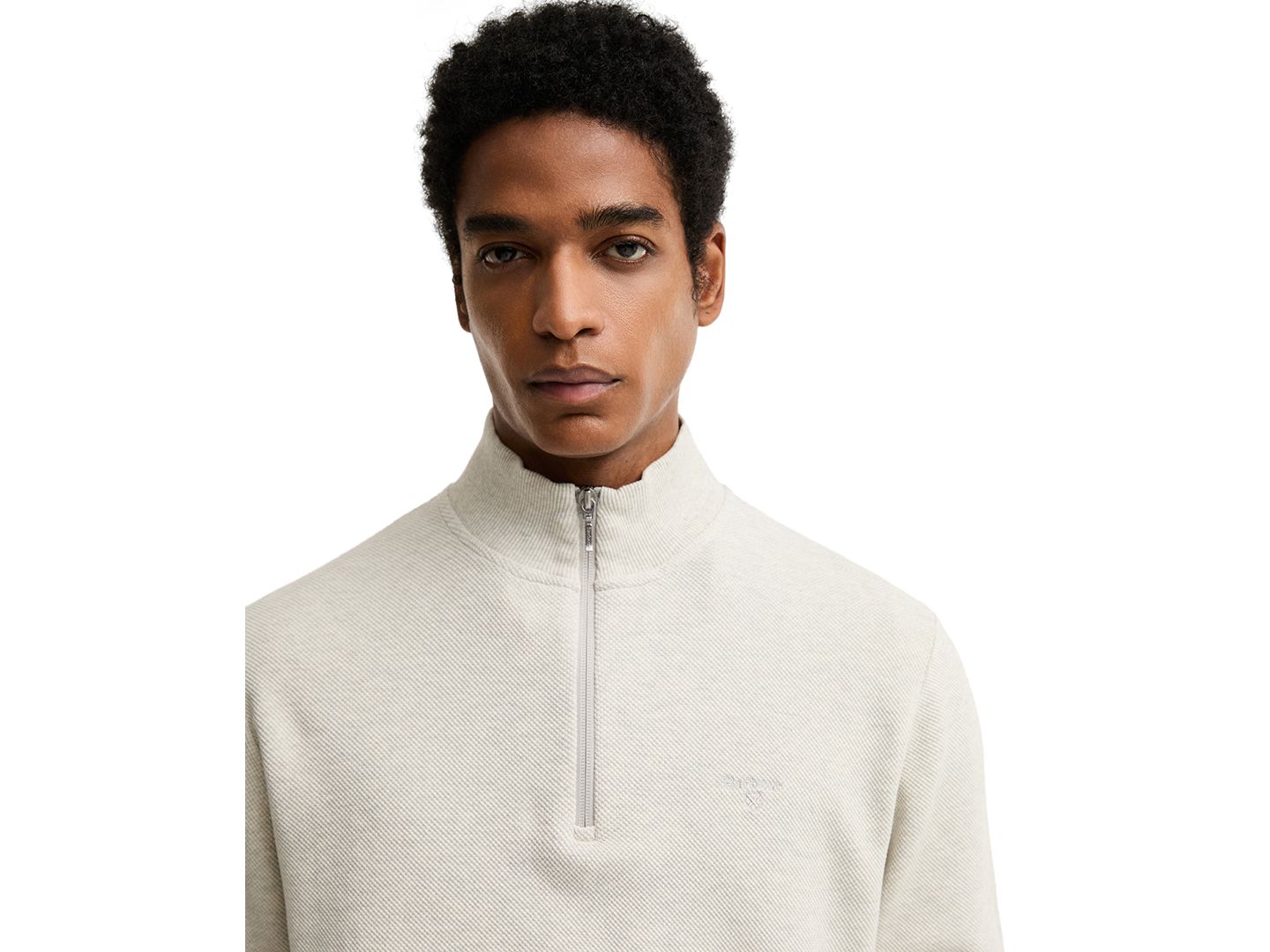 Мужской свитшот Barbour Ravensworth Tailored-Fit Half-Zip, цвет: Экрю меланжевый — фото 3