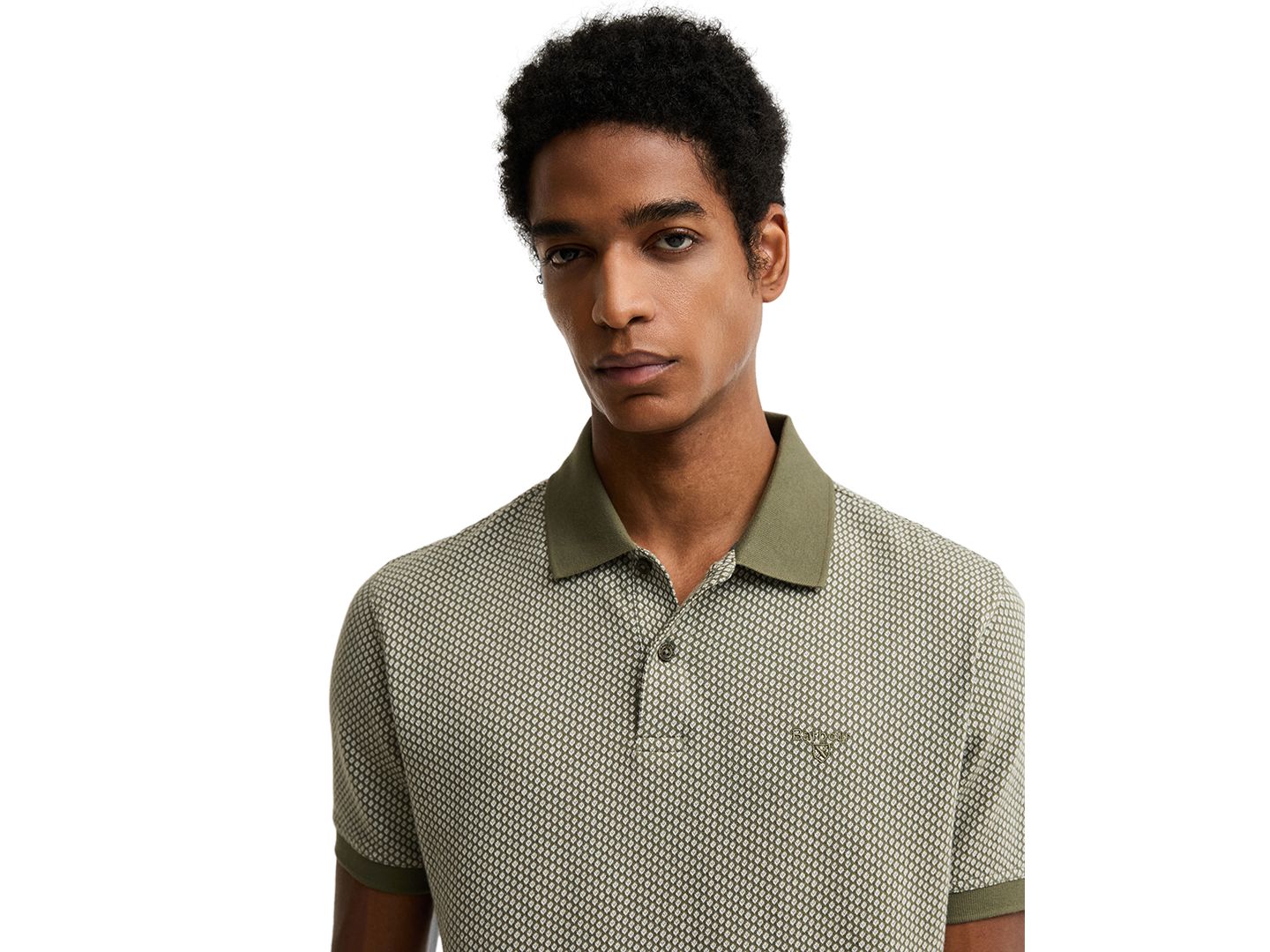 Мужское поло Barbour Copgrove Tailored-Fit Cotton Polo Shirt, цвет: Пыльный оливковый — фото 3