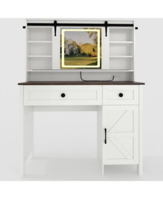 MDF Dressing Table with Storage Cabinets and Drawers - Compact Makeup Vanity Table for Bedroom, Space-Saving Design