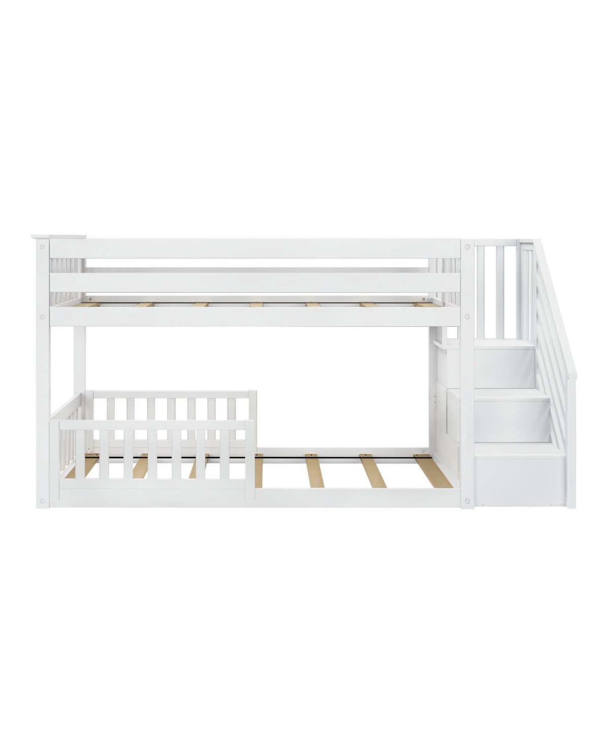 Max Lily Low Twin over Bunk with Stairs Single Guard Rail