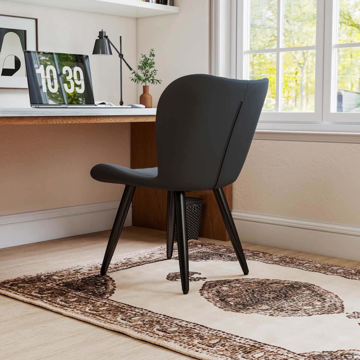 Streamdale Furniture 4 Modern Pu Leather Dining Chairs with Metal Legs