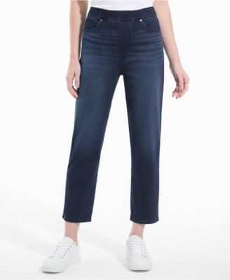 Women's Starfish High Rise Knit Denim Straight Crop Jeans
