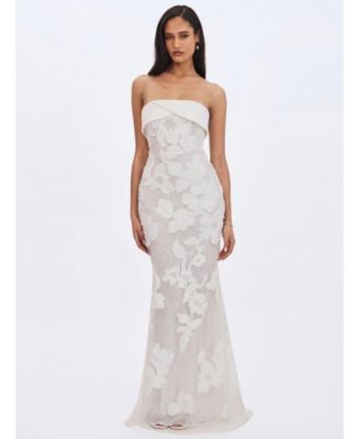 Women's Raphaela White Floral Strapless Mermaid Wedding Dress