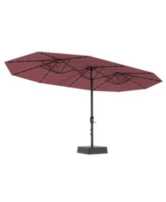 Extra Large Double Sided Lighted Patio Umbrella with Weighted Base for Outdoor Entertaining