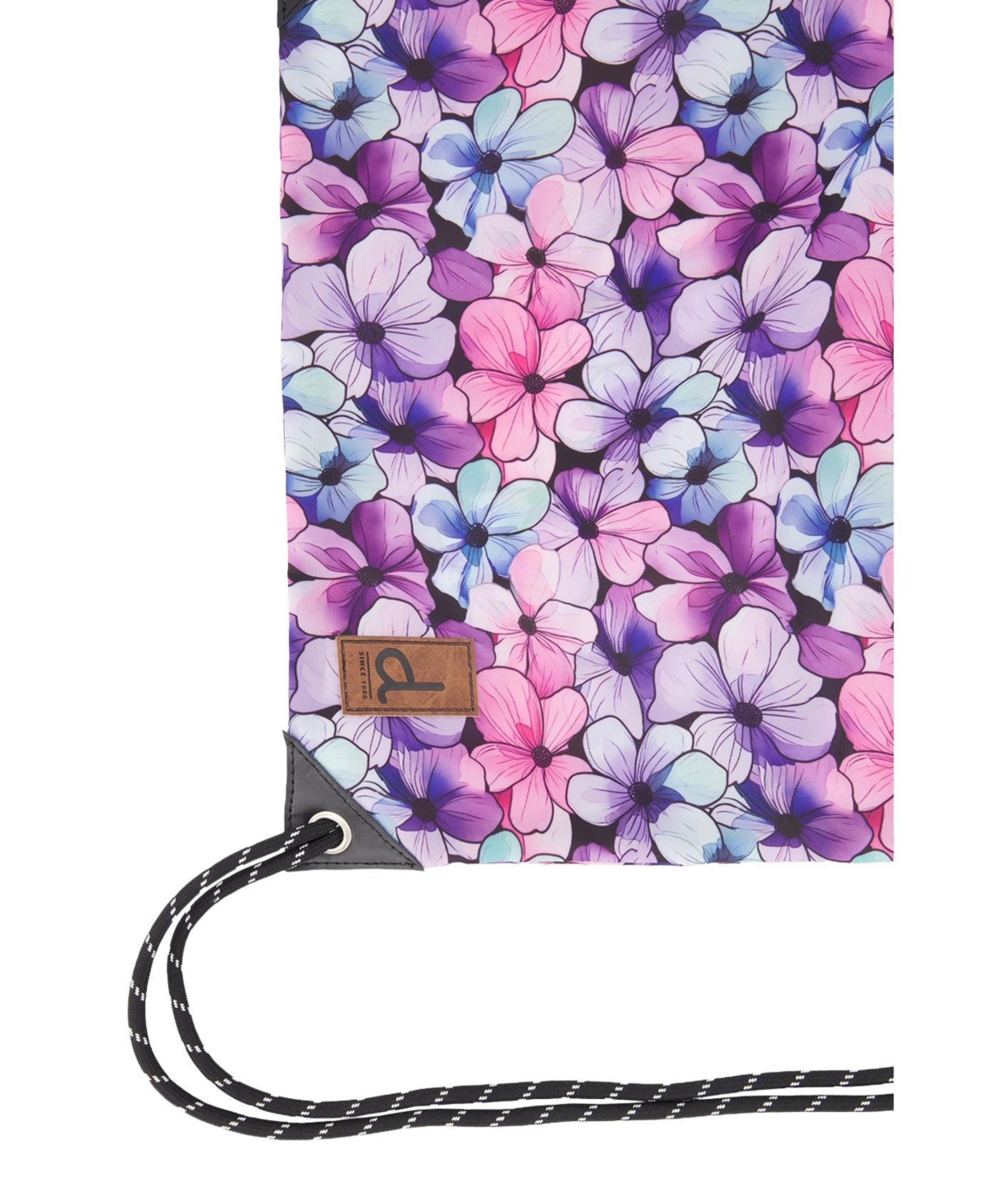 Deux par Deux Little Girl Floral Durable Lightweight Drawstring Bag