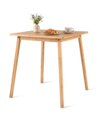  Square Bamboo Dining Table for 2-4 People Dinner Table for Dining Room