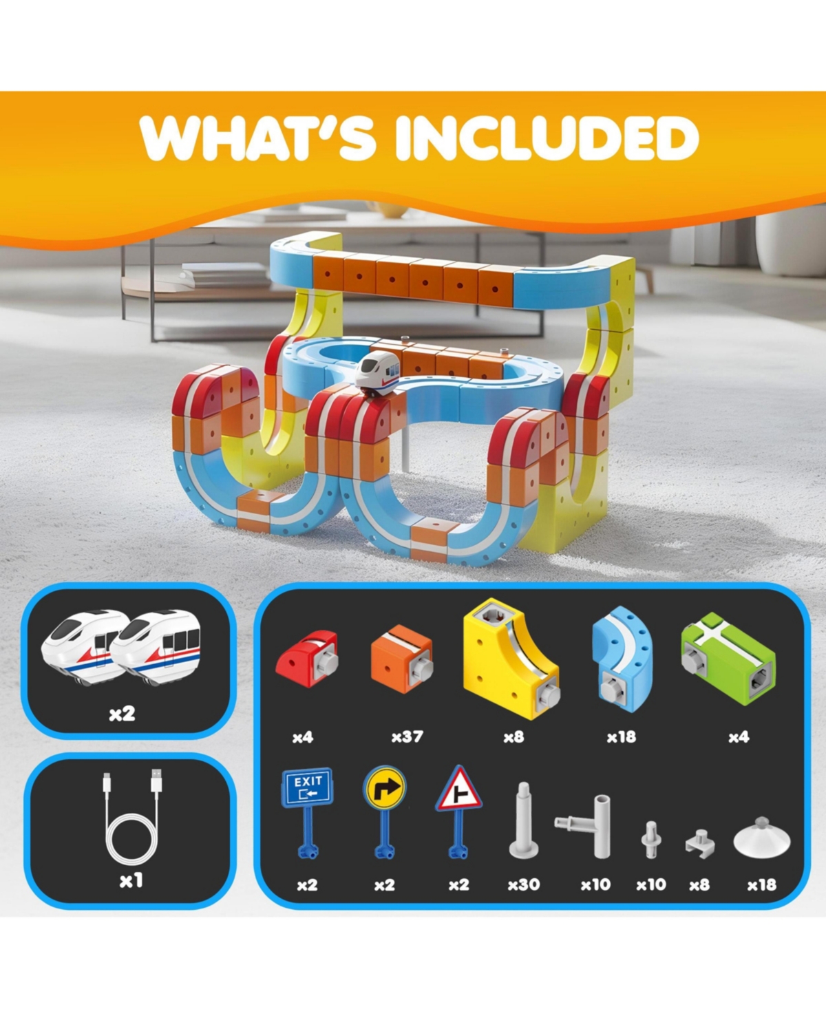 Contixo MT2 Magnetic Train Track Set 150PCS with 2 Motorized Trains Stem Building Toy for Kids