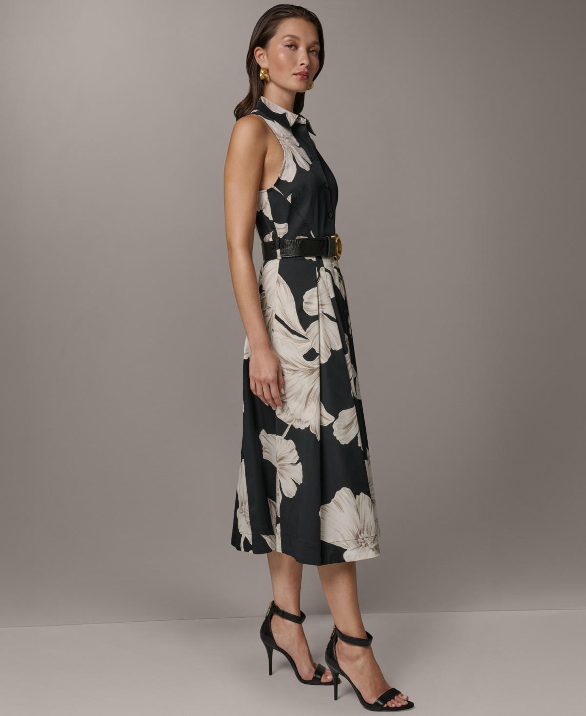 Женские Donna Karan New York Petite Belted Sleeveless Shirt-Dress — фото 3