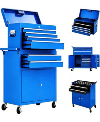 2-in-1 8-Drawer Rolling Tool Chest and Cabinet, Mobile Metal Toolbox Organizer Storage for Garage, Workshop