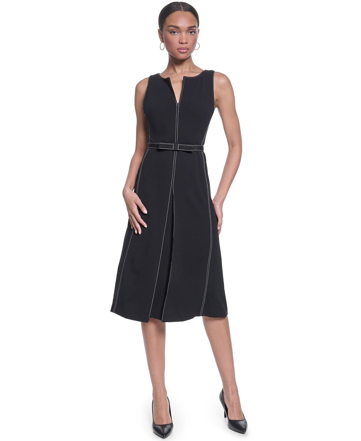 KARL LAGERFELD PARIS Women's Scuba Crepe Knee-Length Dress view 1 — MAYCSS fashion products