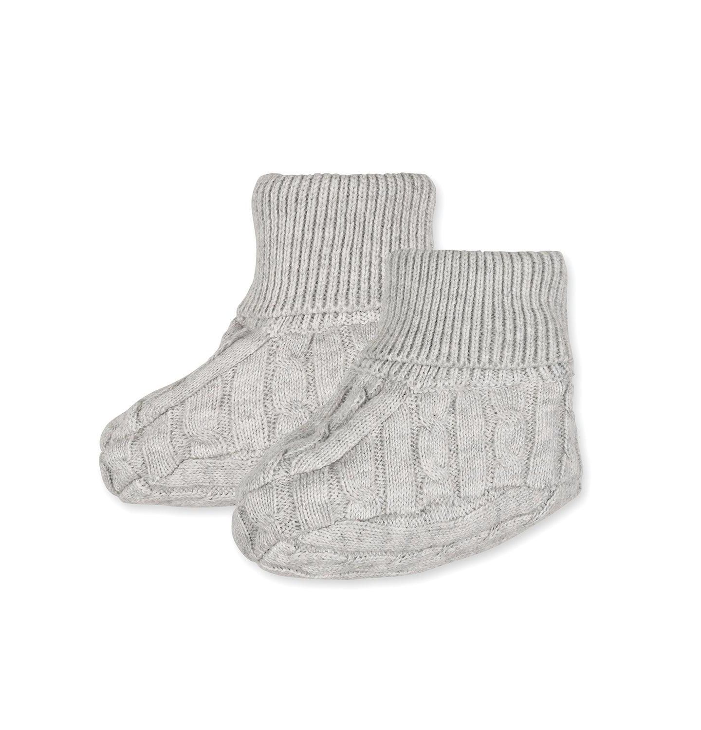 Hope & Henry Baby Organic Sweater Beanie and Bootie 2-Piece Set, цвет: Светлый серый меланжевый — фото 3