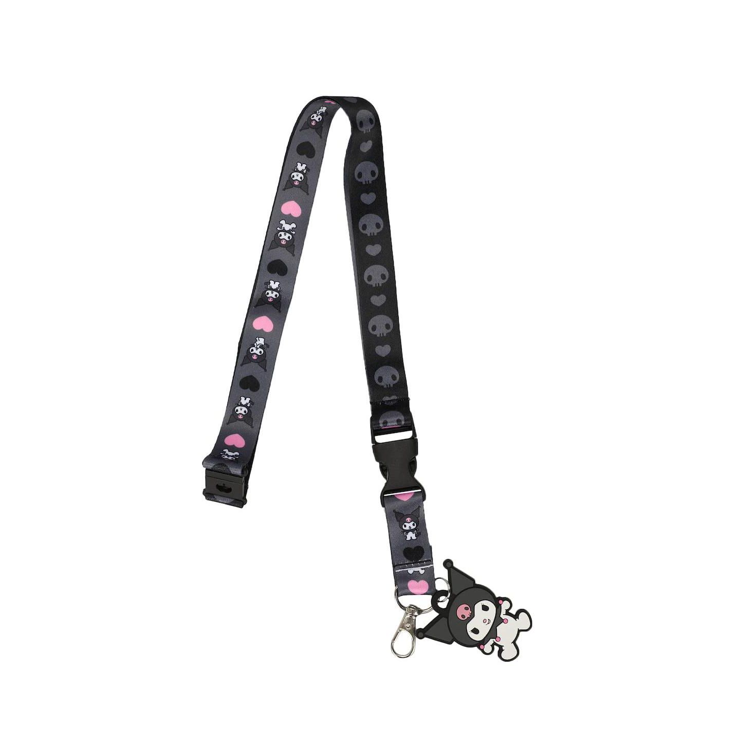 Женские брелоки Kuromi Hearts and Skulls Black Lanyard With Character Charm, цвет: Разноцветный — фото 4