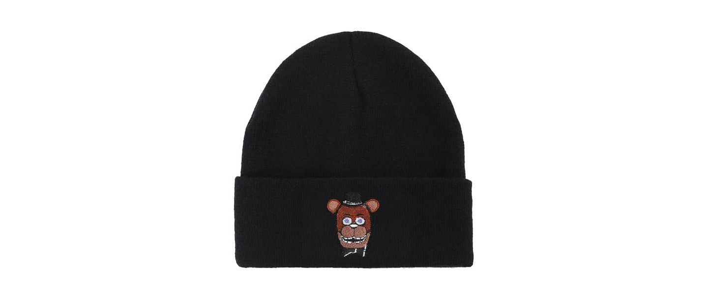 Мужская шапка Five Nights At Freddy's Freddy Embroidery On Acrylic Knit Standard Cuff, цвет: Чёрный — фото 7