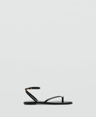 Women's Metallic Detail Leather Strap Sandals