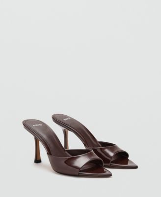 Women's Patent Leather Effect Heeled Sandals