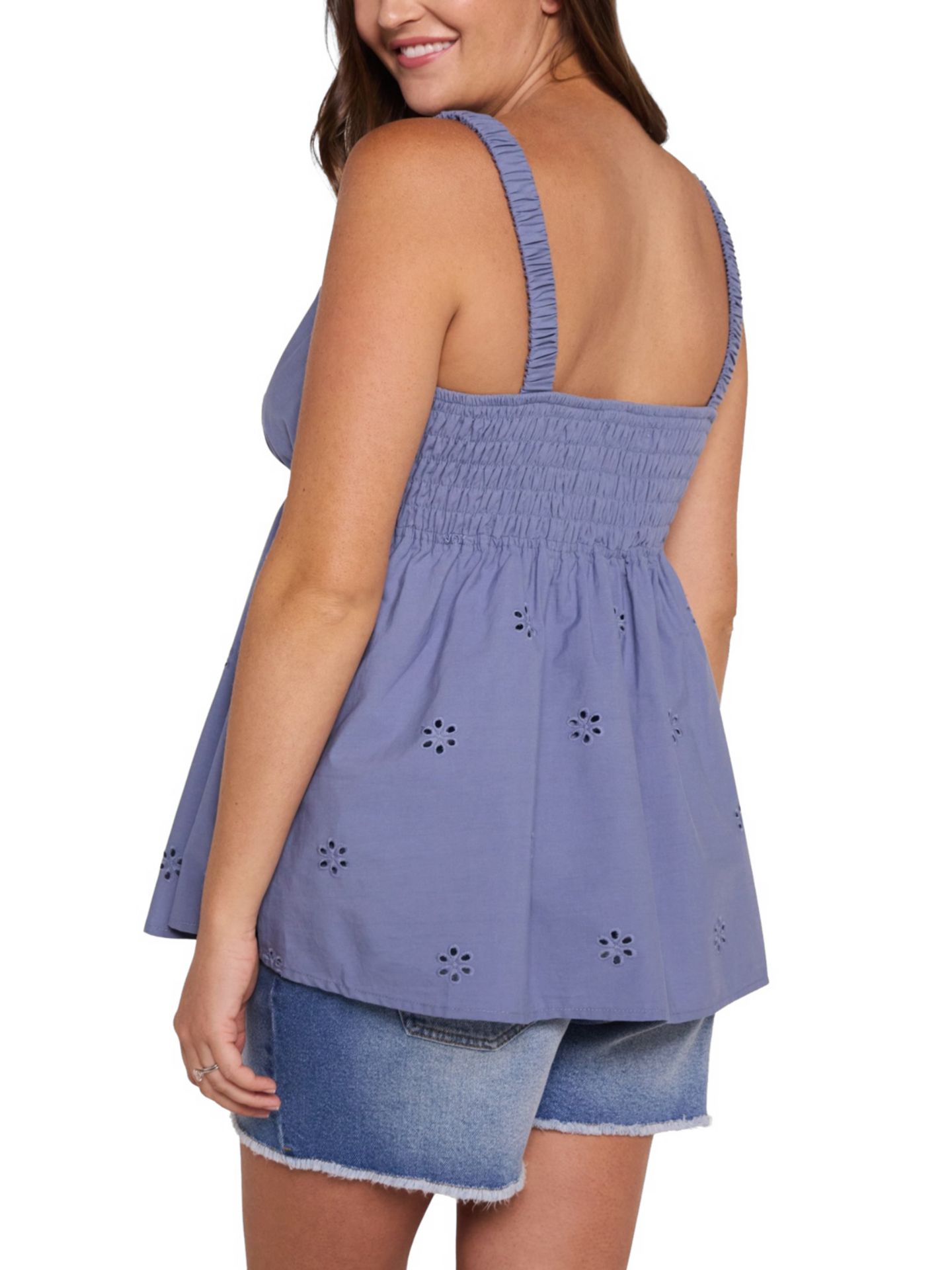Женский топ Motherhood Maternity Motherhood Scrunch Strap Woven Cami, цвет: Средний синий — фото 3