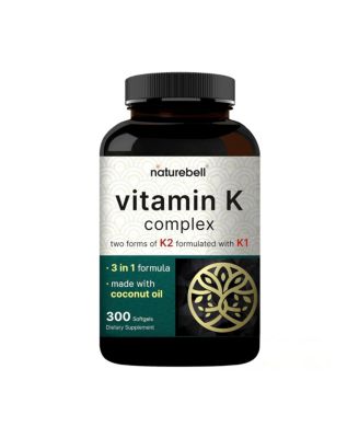 NatureBell Vitamin K Complex 2600mcg 300 Softgels K1 K2 - 150 Servings