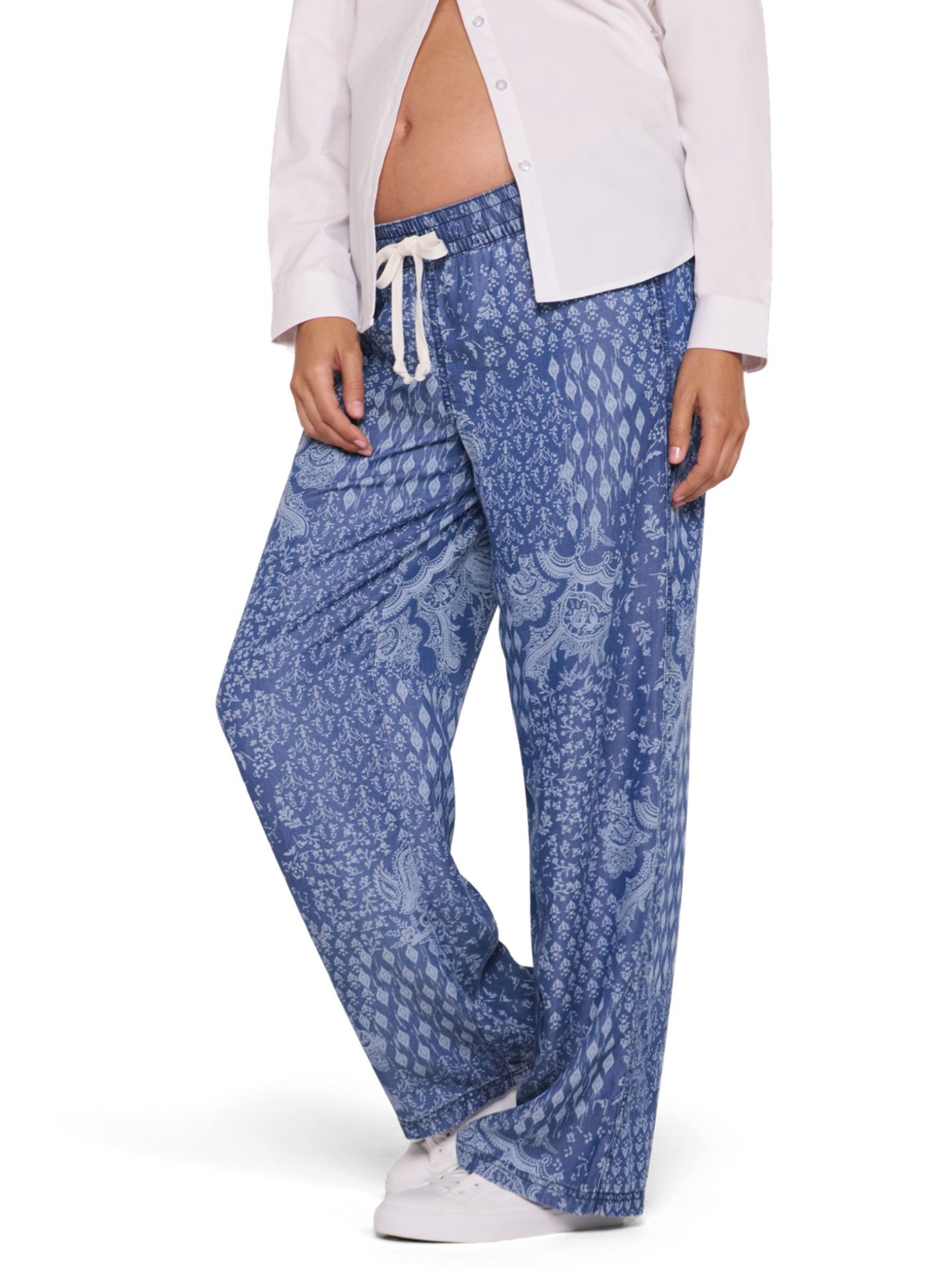 Женские джинсы Motherhood Maternity Motherhood Under the Belly Tie Waist Denim Wide Leg Pant, цвет: Средняя варка — фото 4