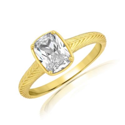 Elegant Radiant-Cut Solitaire CZ Designed Band Ring