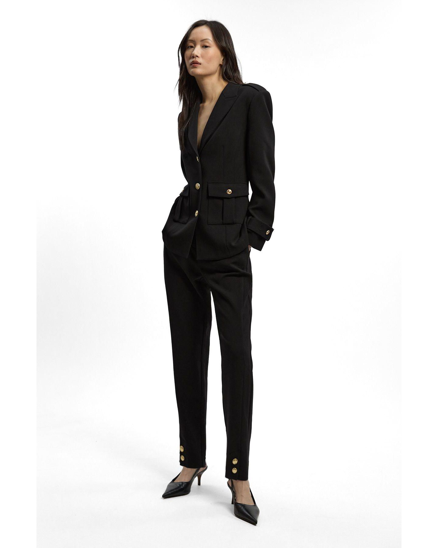 Женский пиджак Karen Millen Petite Military Single Breasted Blazer, цвет: Чёрный — фото 2