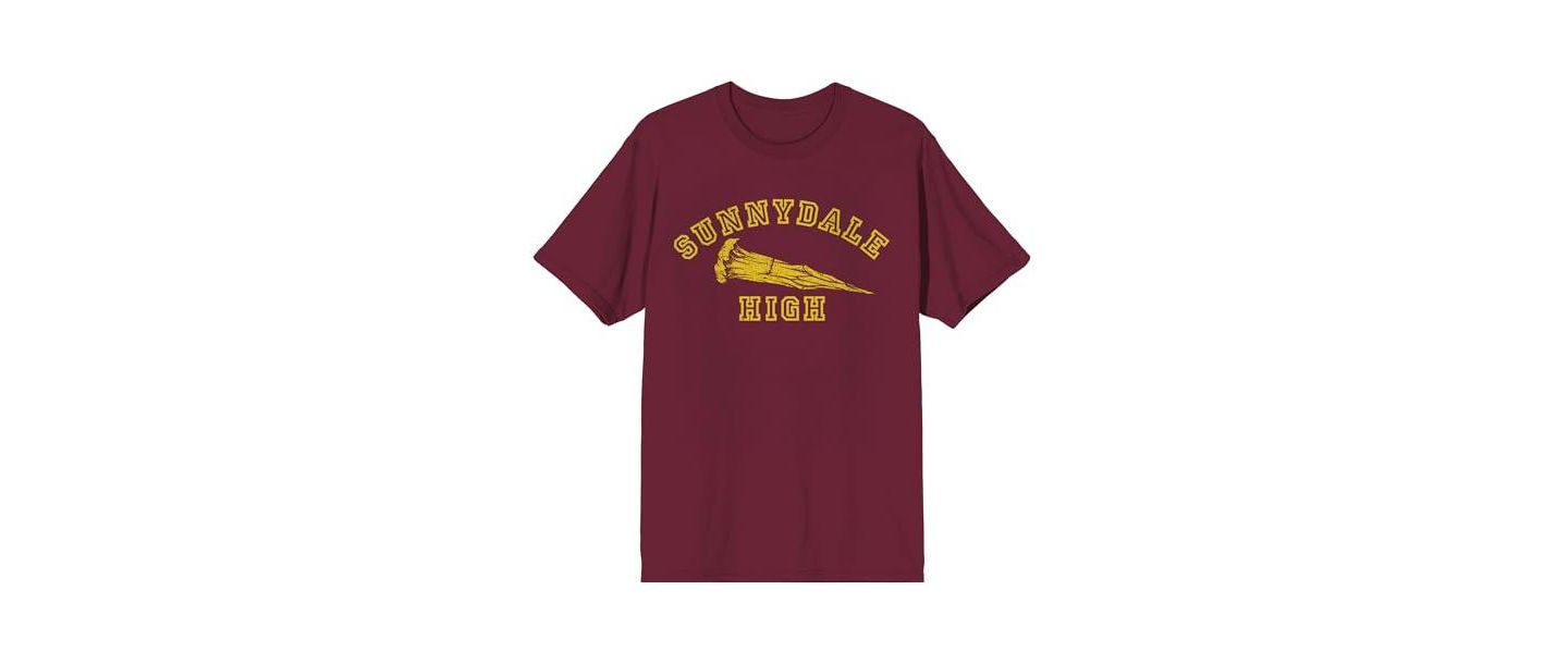 Мужской топ Buffy The Vampire Slayer Sunnydale High Adult Crew Neck Short Sleeve, цвет: Тёмно-бордовый — фото 3