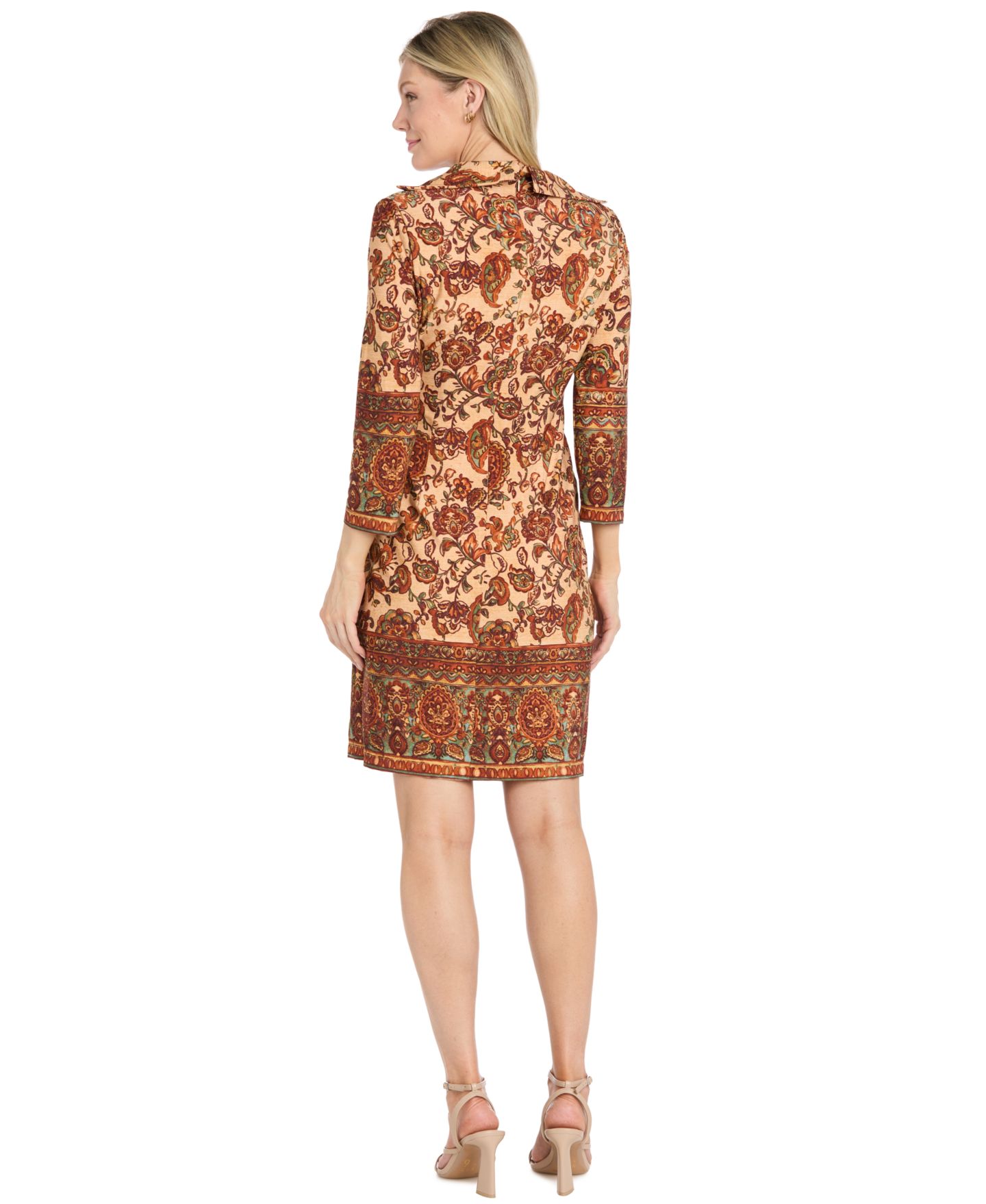 Женское платье R & M Richards Border-Print Knee-Length, цвет: Коричневый / Разноцветный — фото 3