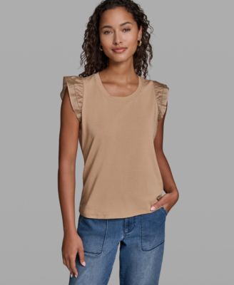 Women's Sleeveless Ruffle Knit Top