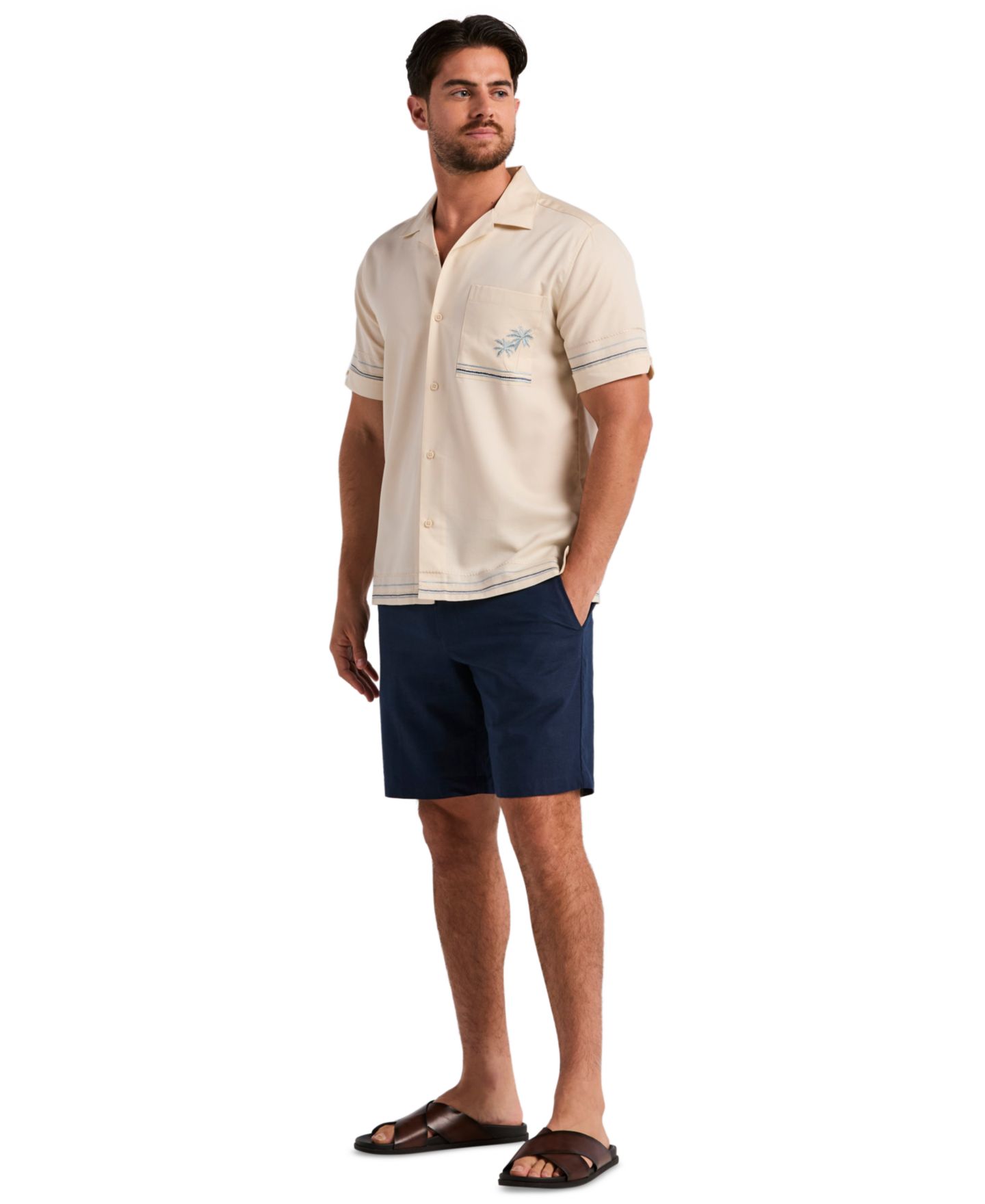 Мужская рубашка Cubavera Short-Sleeve Camp Collar, цвет: Белый — фото 2