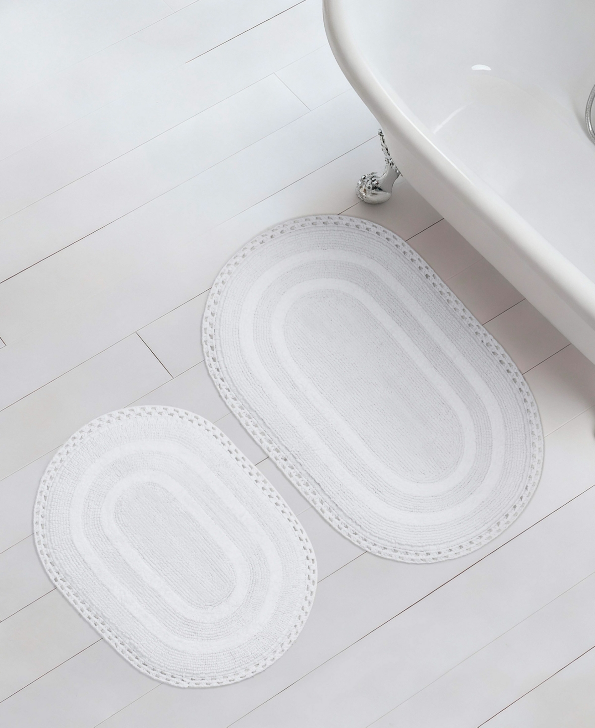Laura Ashley Camilla Crochet Border 2-Pc. Oval Bath Mat Set