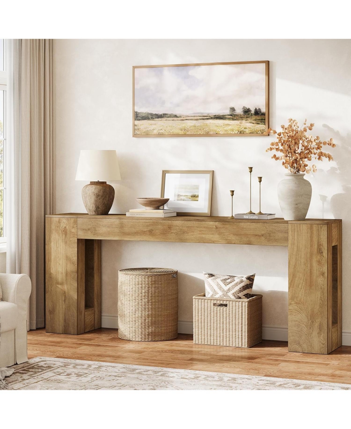 Tribesigns 79-Inch Extra Long Console Tables for Entryway, Farmhouse Narrow Sofa Table Behind Couch with Thick Legs, Wooden Entryway Accent Furniture