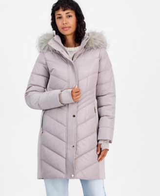 Michael Kors Women's Hooded Faux-Fur Trim Puffer Coat