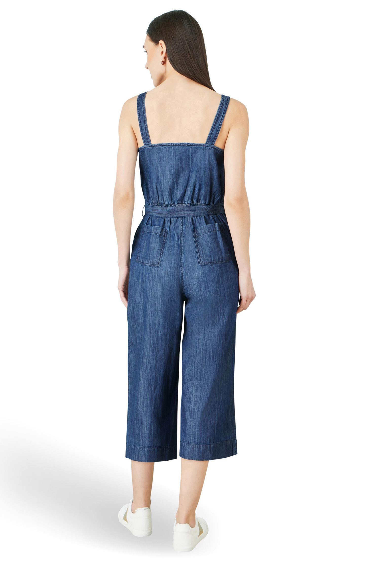 Женский комбинезон Yumi Chambray Button Through Jumpsuit, цвет: Синий — фото 3