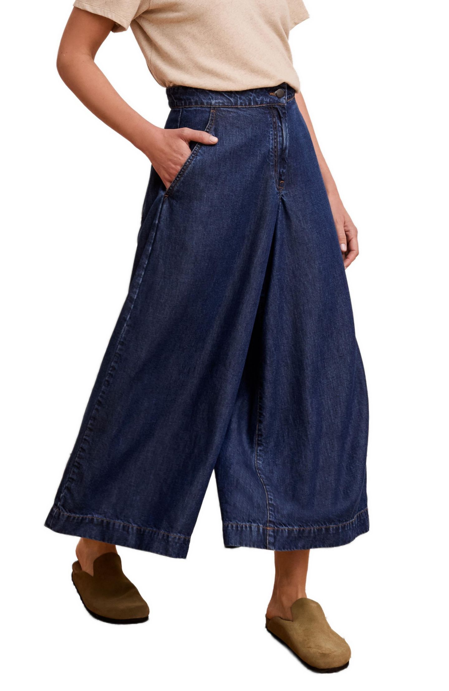 Женские брюки Celtic & Co. Drape Denim Culotte, цвет: Индиго средняя варка — фото 1