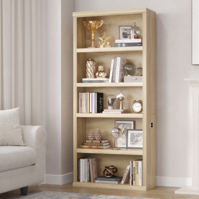 71" Tall 5-Tier Bookcase, Open Display Shelf with 3-Color Motion Sensor Lights