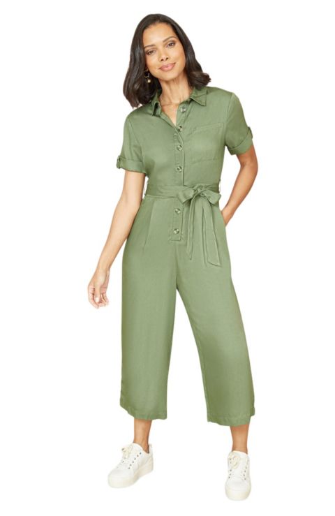 Женский комбинезон Yumi Structured Belted Cropped Jumpsuit, цвет: Зелёный