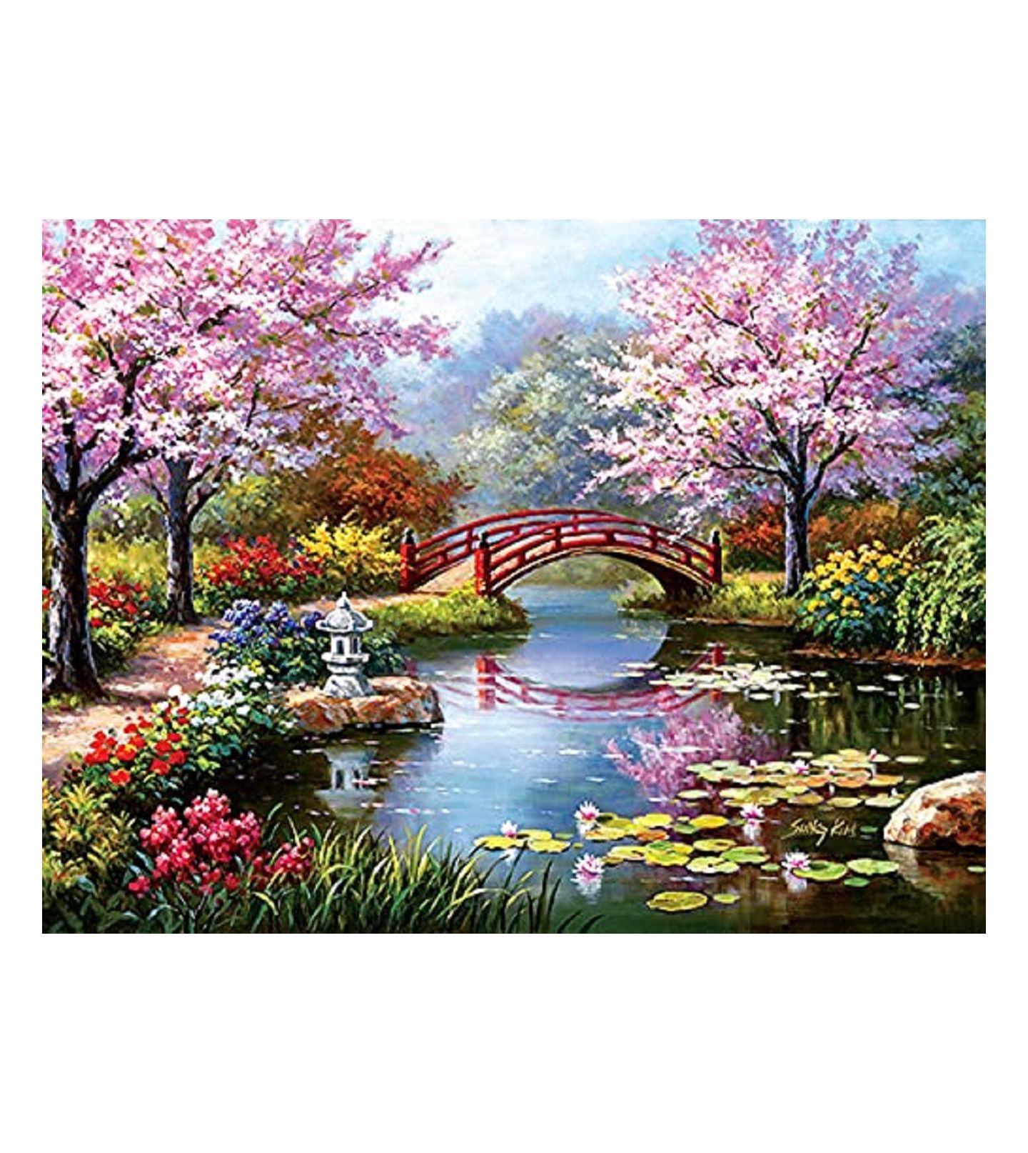 Детский пазл SunsOut Japanese Garden in Bloom Interlocking Floral 1000-Piece Jigsaw Puzzle, Ages 15+ — фото 2