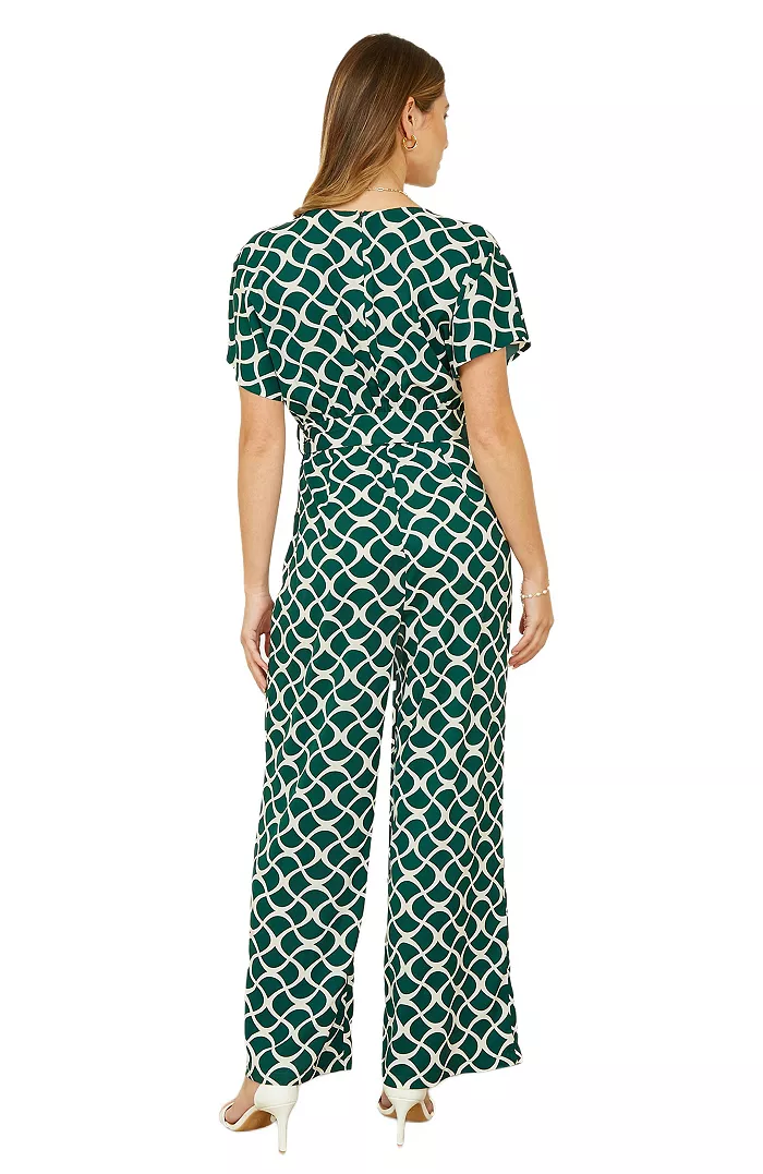 Women's Geometric Print Wrap Jumpsuit - thumbnail 4