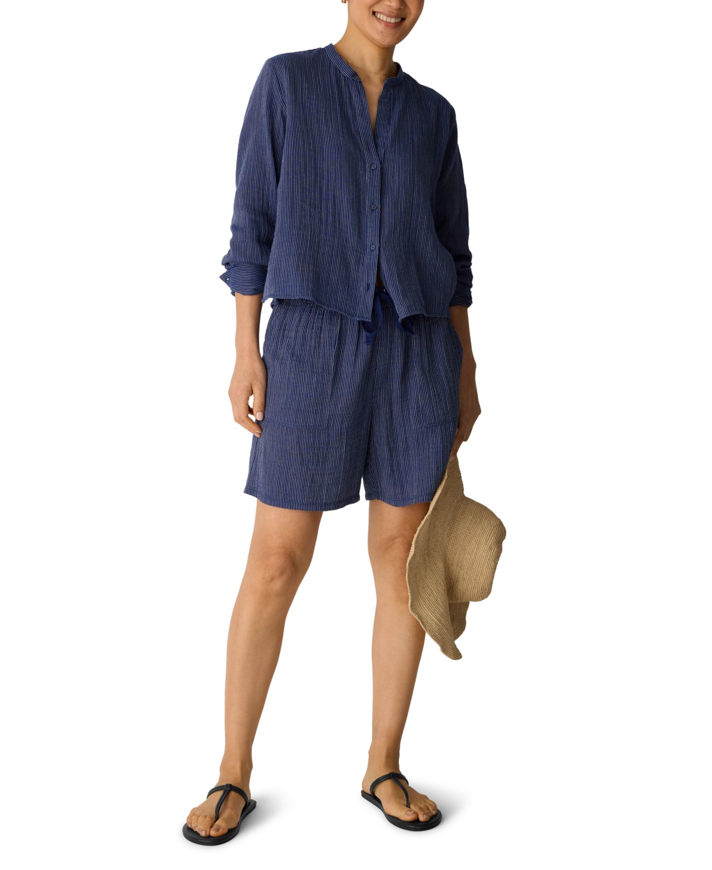 Женские шорты Eileen Fisher Drawstring Shorts, Regular And Plus Size, цвет: Deep Dive — фото 2
