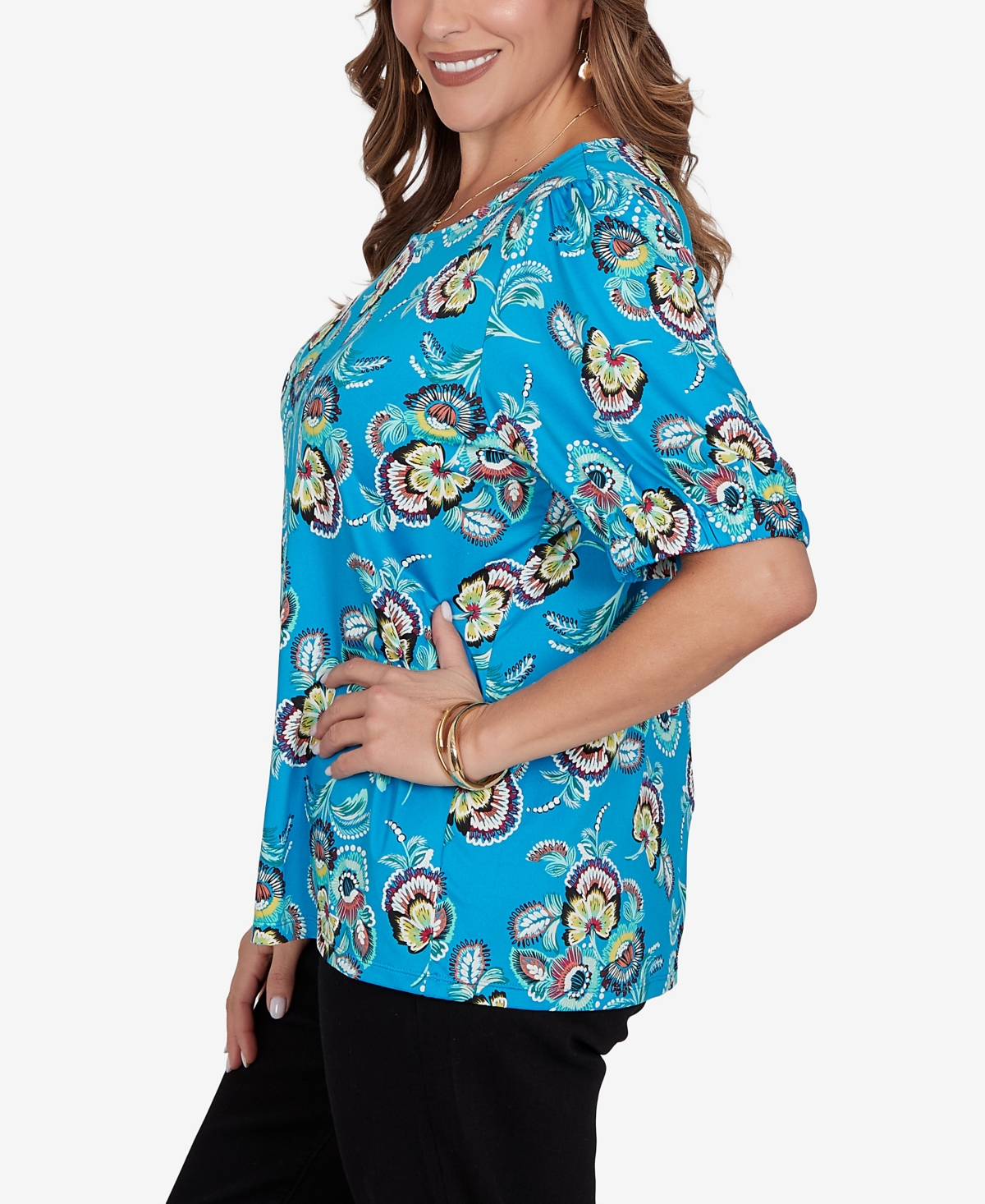 Ruby Rd. Plus Size Etched Floral Puff Print T-Shirt