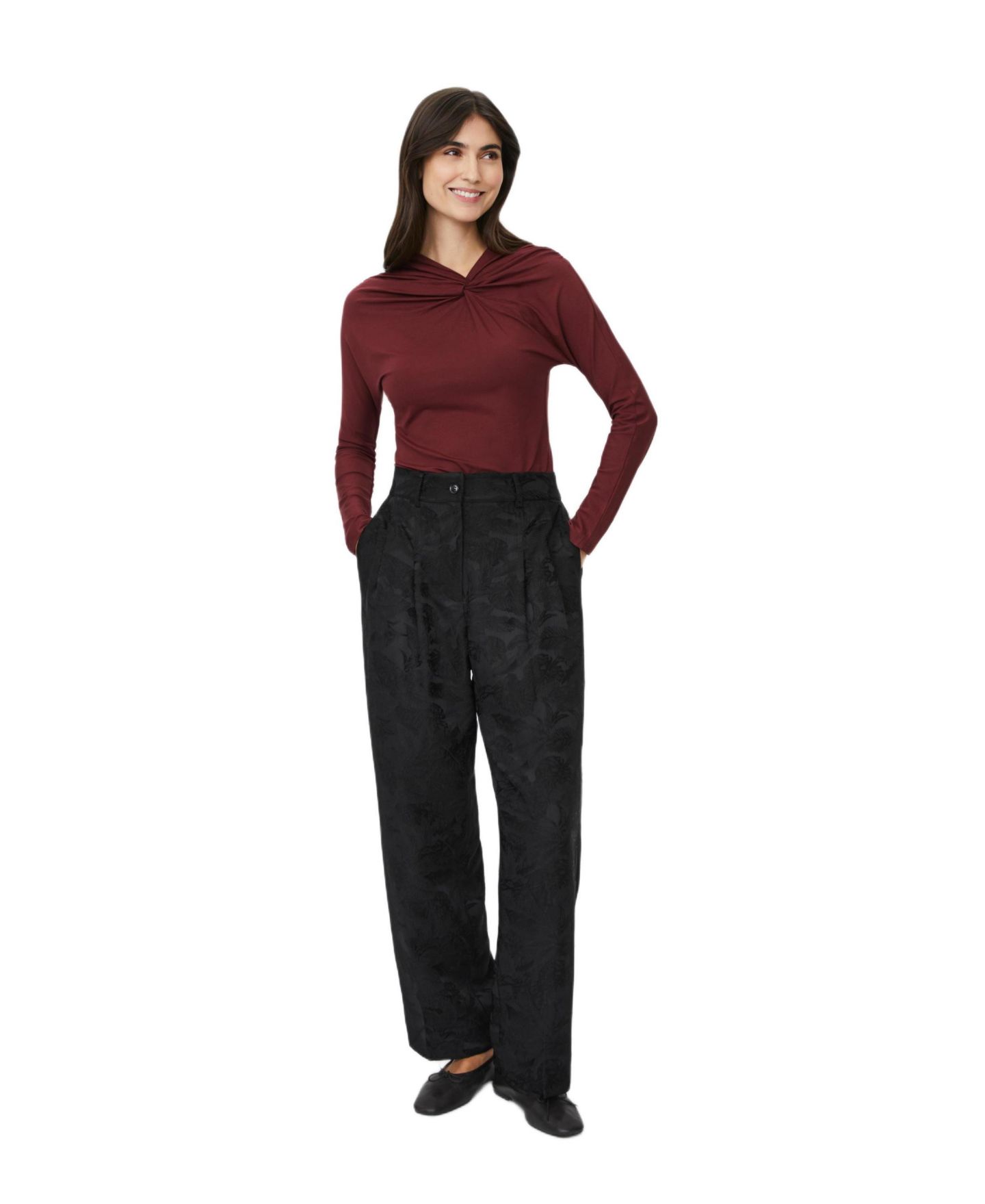 Женские брюки Masai Copenhagen Maperli Jacquard Textured, цвет: Чёрный — фото 2