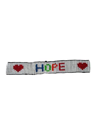 Hope and Hearts Handmade Maasai Beaded Bracelet - White, red  rainbow