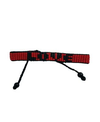 Love Hand Beaded Bracelet | Red and Black Glass Beads - Red and Black