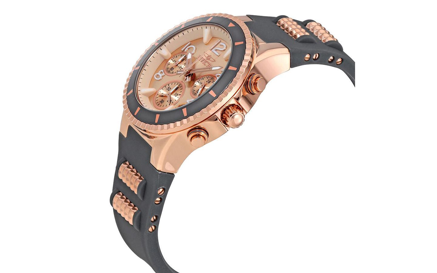 Мужские часы Invicta 24189 BLU Quartz 3 Hand Dial, цвет: Чёрный / Розовое золото — фото 2