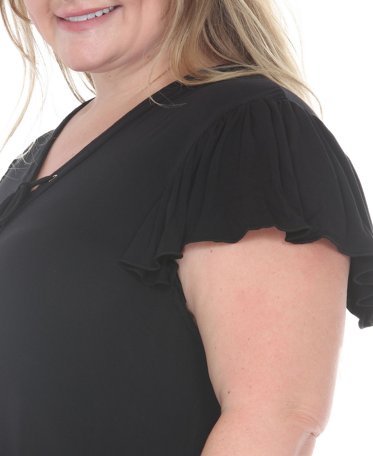 White Mark Plus Size Flutter-Sleeve Tie-Neck Maternity Dress view 4 — MAYCSS fashion products