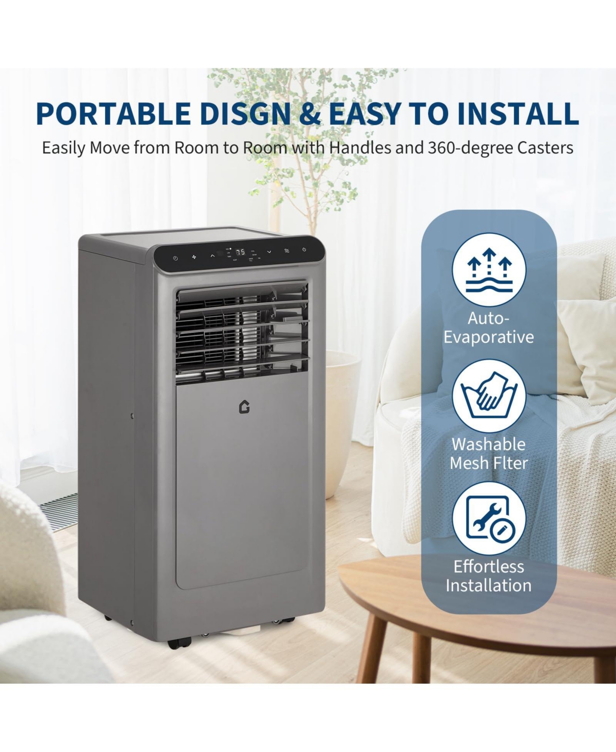 Xo 10,000 Btu Portable Ac with Remote, Led Display, 24-Hour Timer, R32 Refrigerant and Window Kit for Up to 550 Sq. Ft