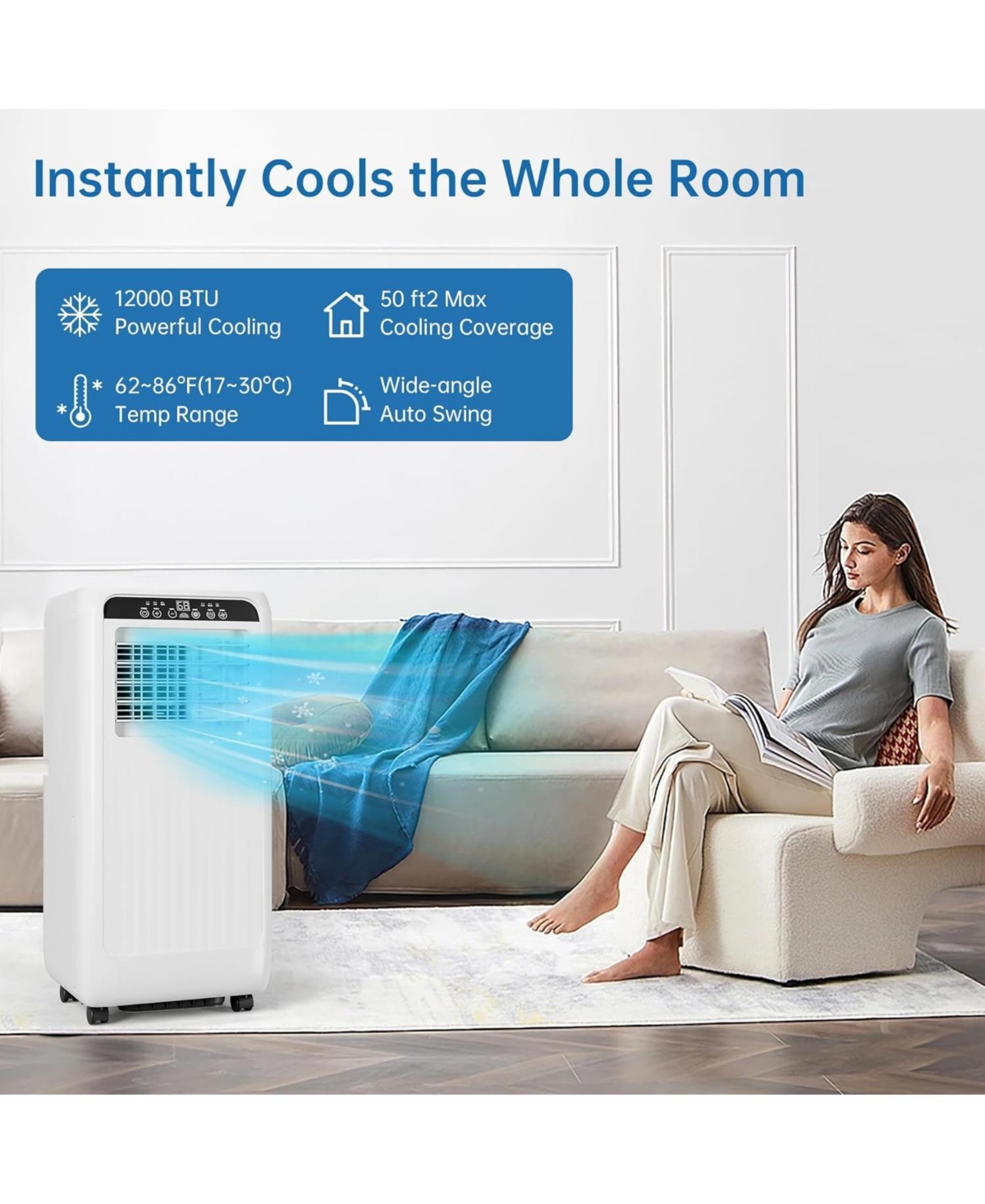 Xo 8000 Btu Portable Air Conditioner with Remote Control, 24H Timer and Smart/ Sleep Mode for Rooms Up to 350 sq.